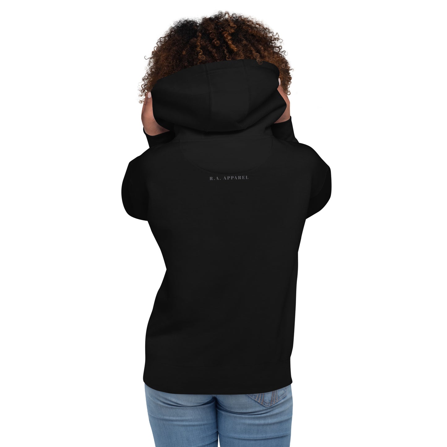 Image 4 of Black Focusline Hoodie - Left Placement, size XL, with Pure Focus artwork visible in back view.