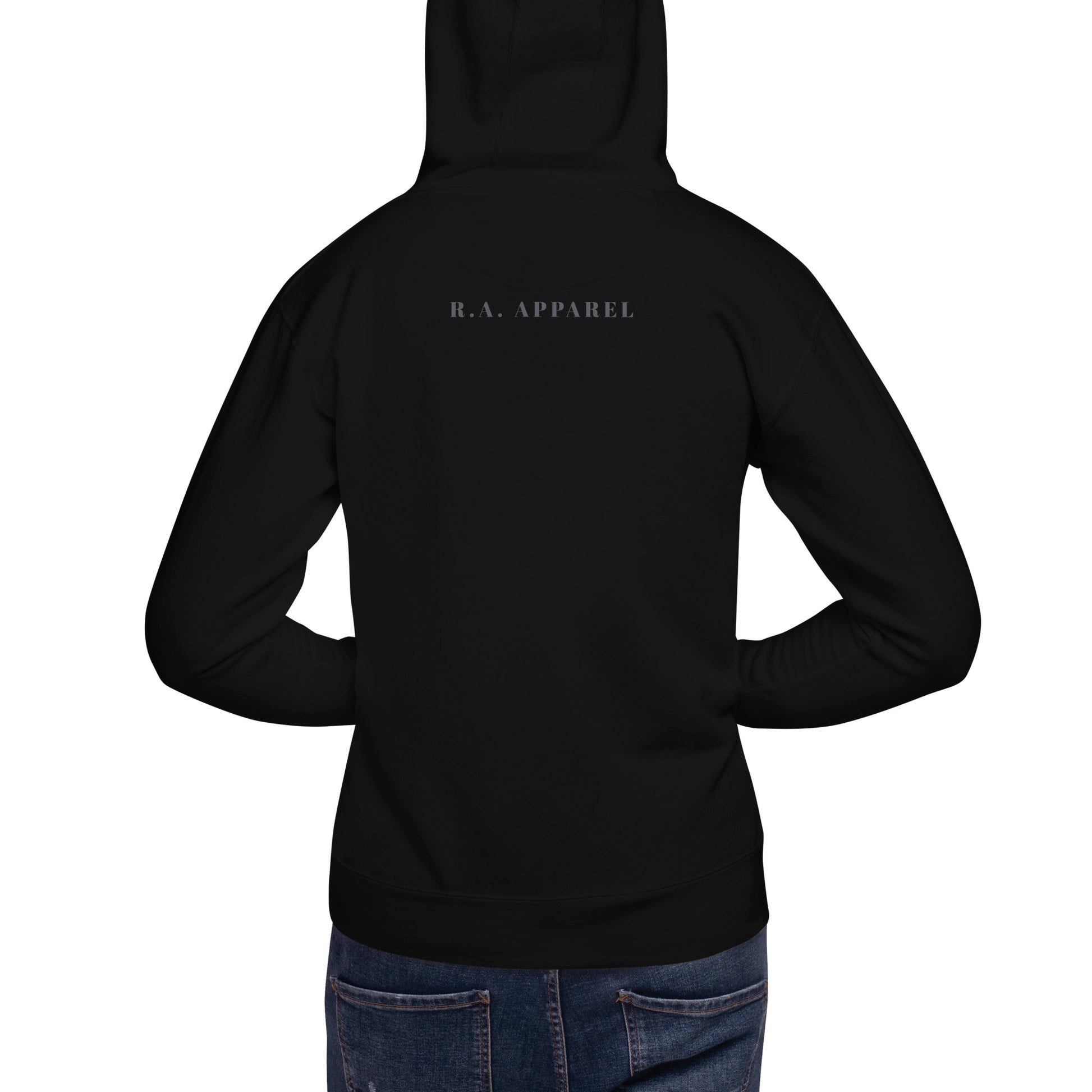 Limitless Hoodie - Left Placement product image 2 in Black, size M, with back view and left placement.