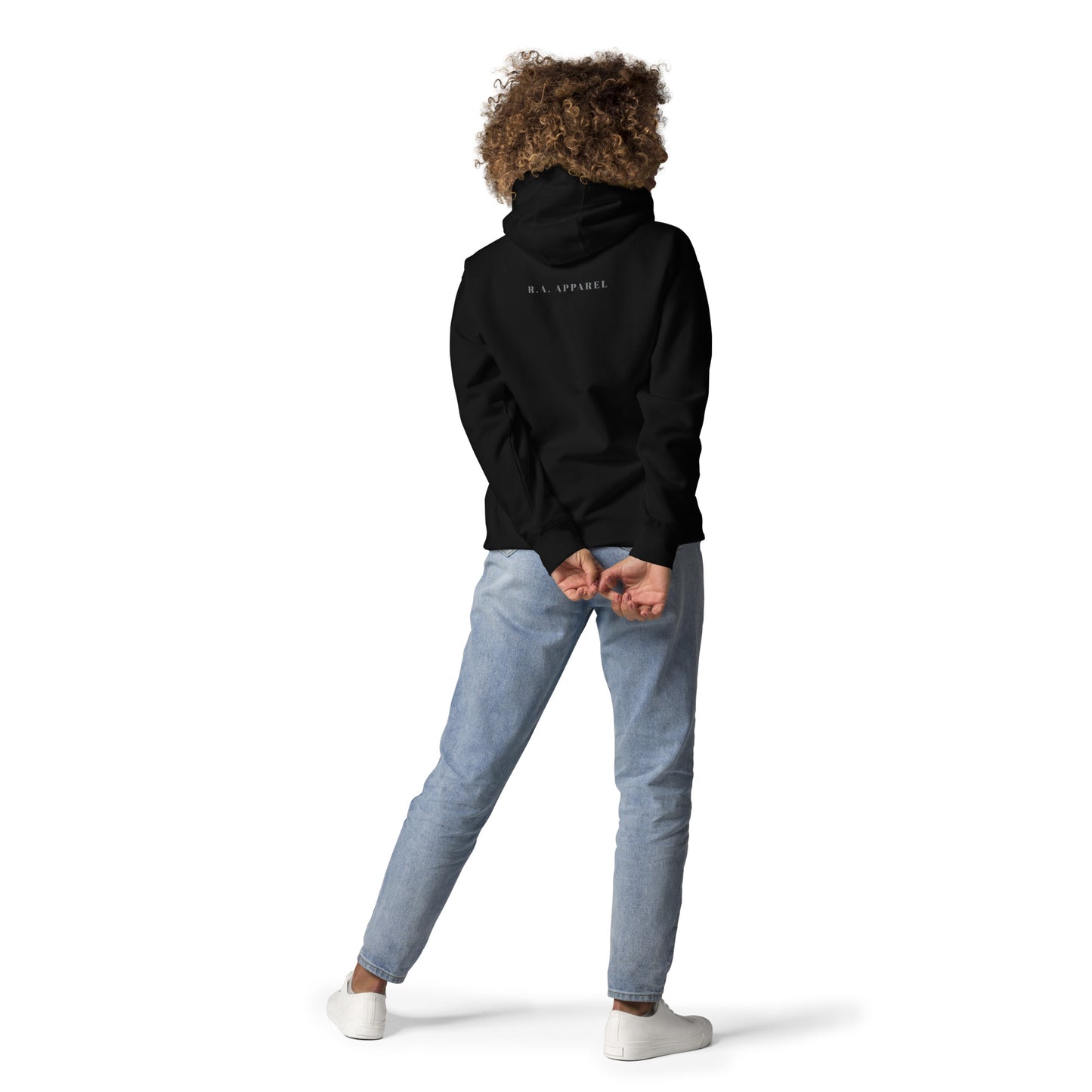 Quiet Peace Hoodie - Left Placement product image 2 in Black, size M, with back view and left placement.