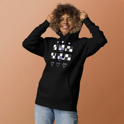 Image 3 of Black Freeborne Hoodie - Left Placement, size L, with Free Spirits artwork visible in front view.