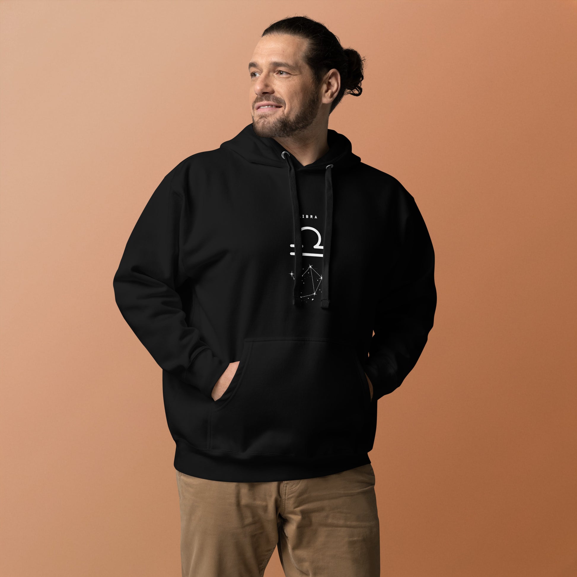 Balance Court Hoodie - Left Placement by R.A. Apparel, image 1, front view, Black, size S, left placement.