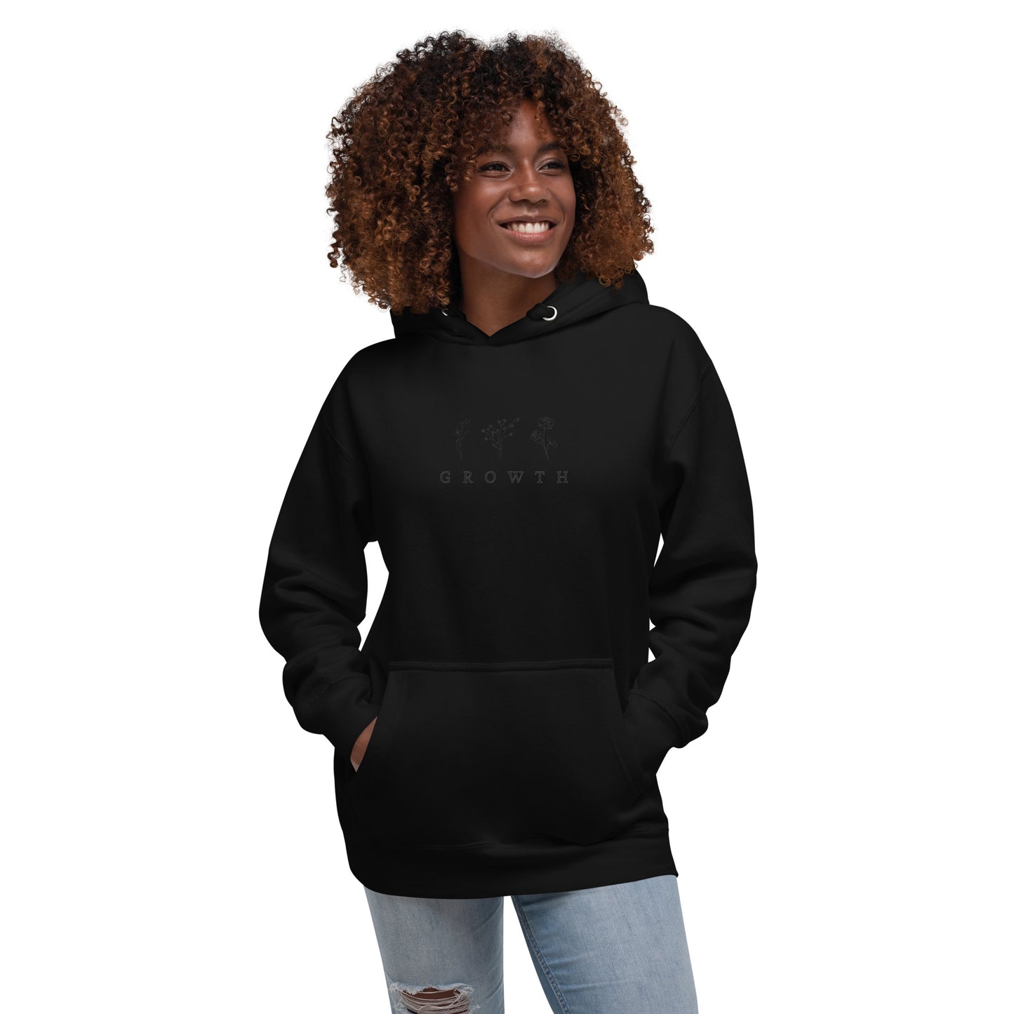 Growthline Hoodie - Left Placement image 5 in Navy Blazer, size S, showing front view for the Growth design.