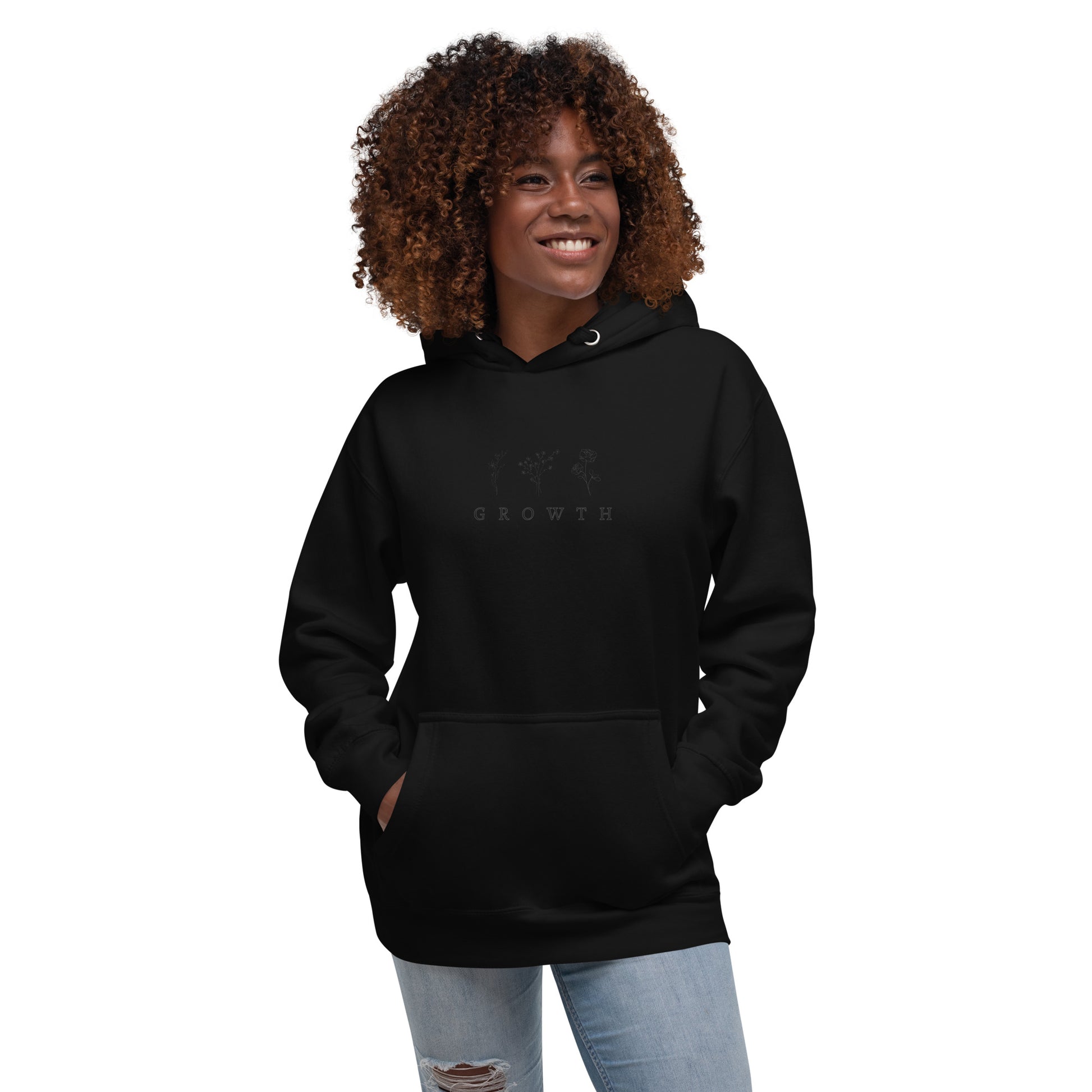 Growthline Hoodie - Left Placement image 5 in Navy Blazer, size S, showing front view for the Growth design.