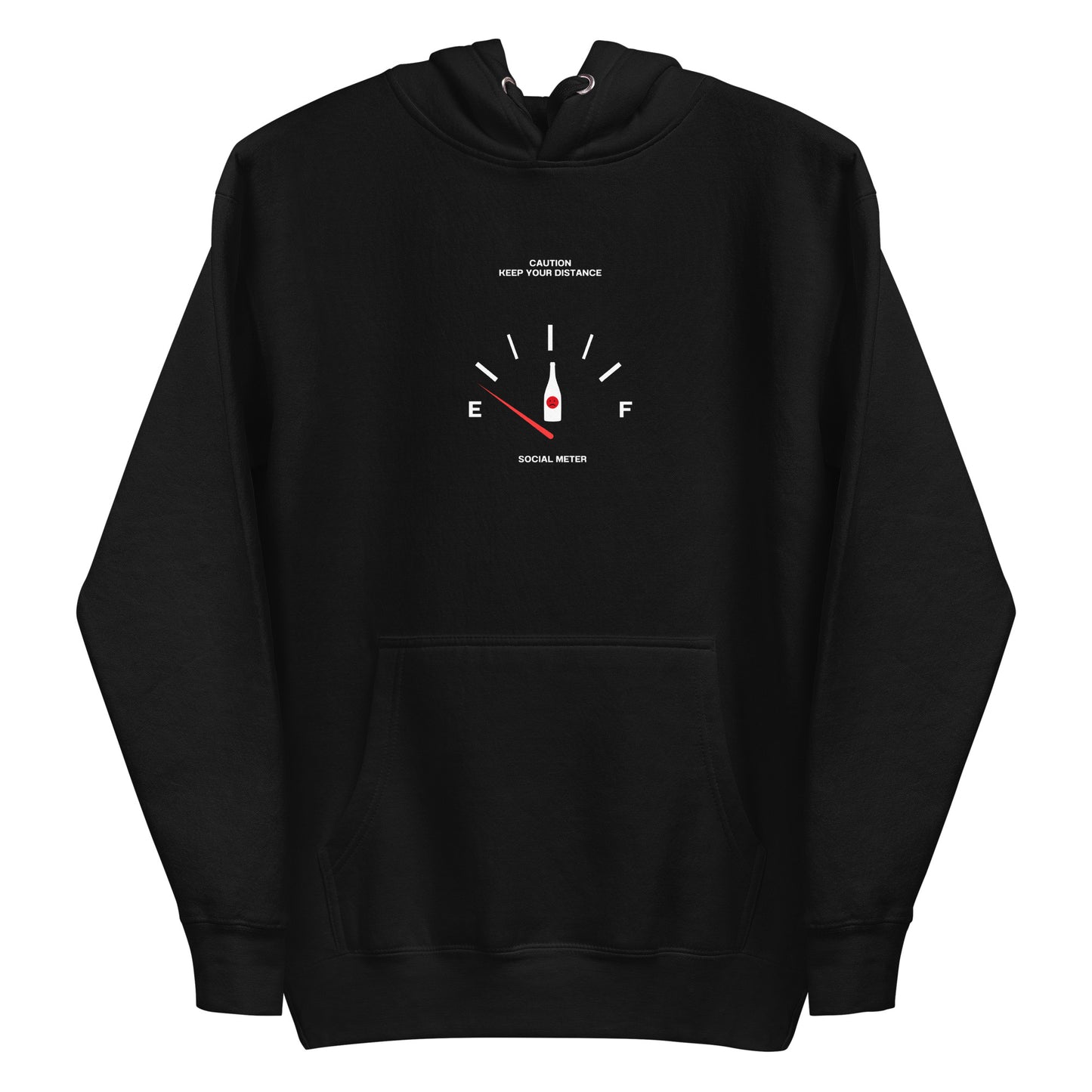 Social Static Hoodie - Left Placement image 1 in Black, size S, showing front view for the Social Meter design.