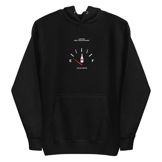 Social Static Hoodie - Left Placement image 1 in Black, size S, showing front view for the Social Meter design.