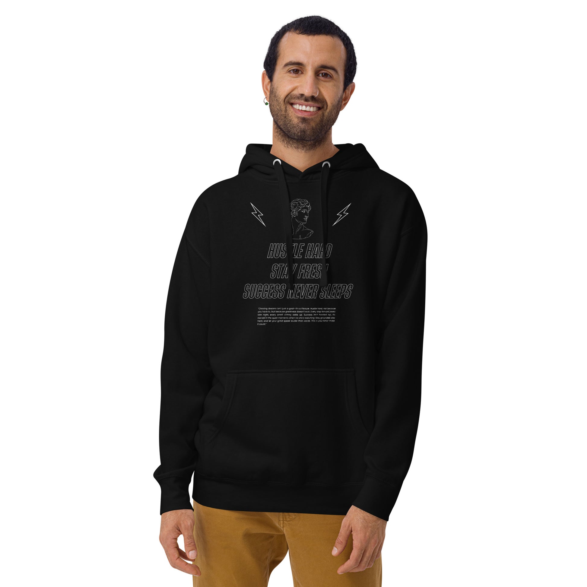 Workrate Hoodie - Left Placement product image 1 in Black, size S, with front view and left placement.