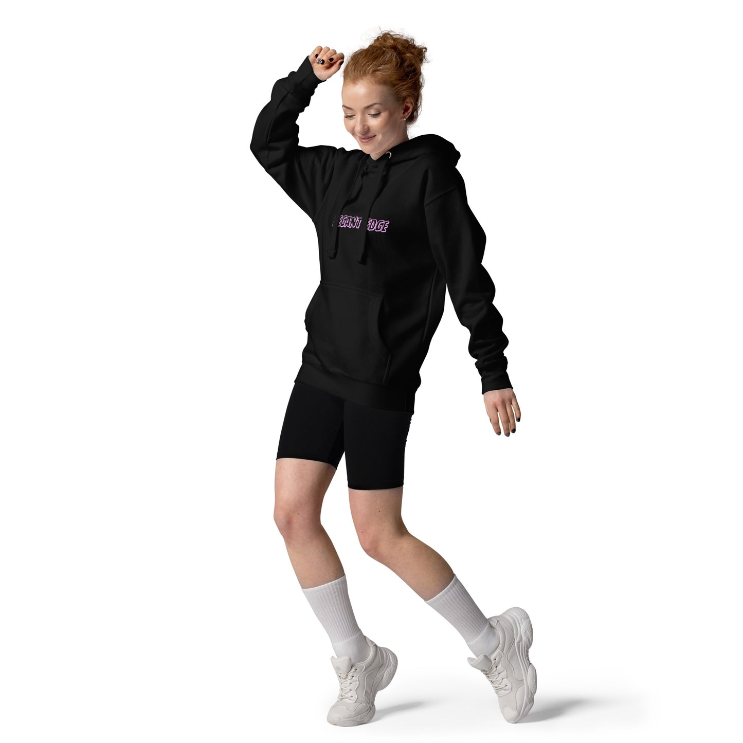 Noir Edge Hoodie - Left Placement image 3 in Black, size L, showing front view for the Elegant Edge design.
