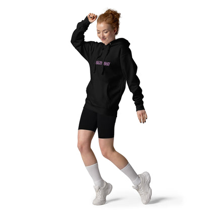 Noir Edge Hoodie - Left Placement image 3 in Black, size L, showing front view for the Elegant Edge design.