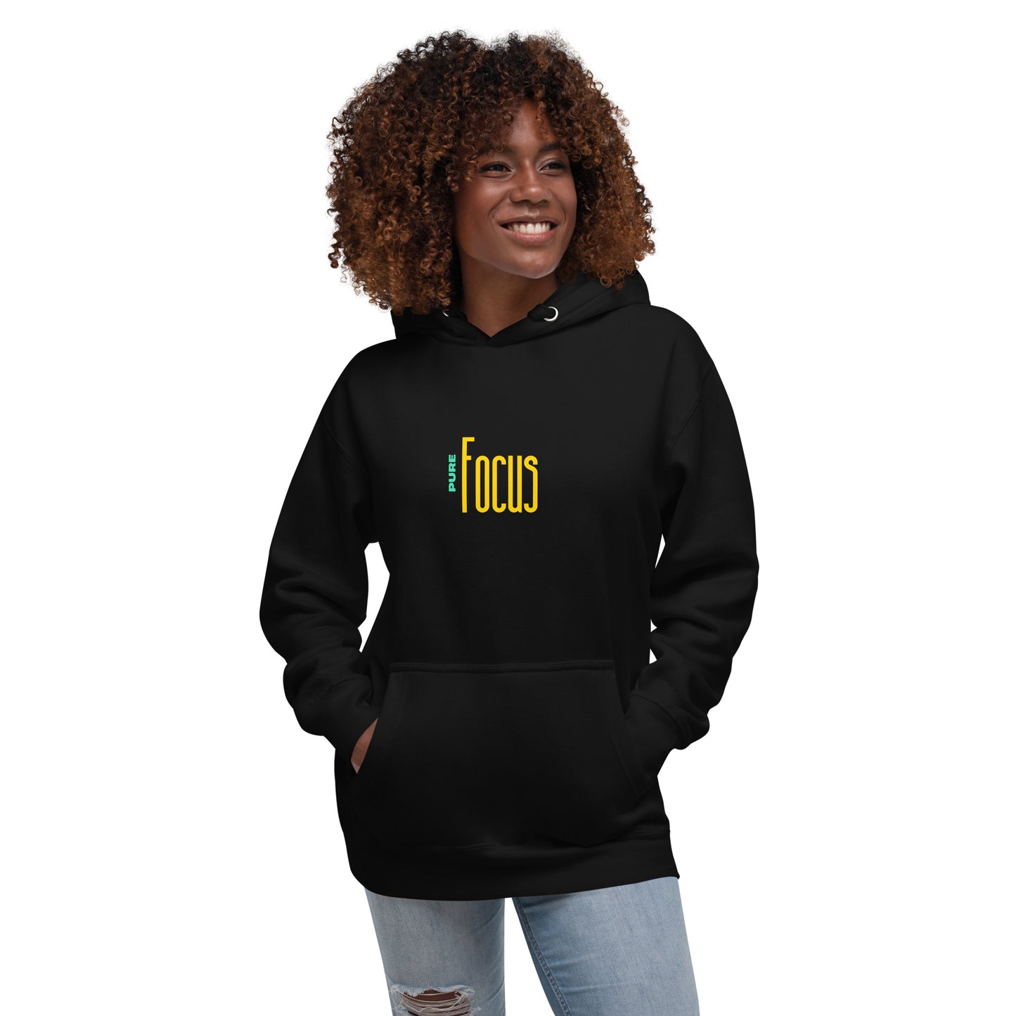 Focusline Hoodie - Left Placement by R.A. Apparel, image 3, front view, Black, size L, left placement.
