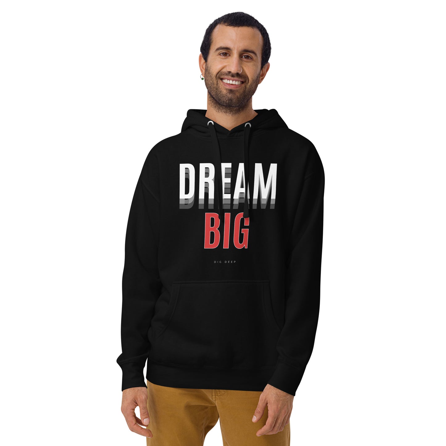 Skyline Dream Hoodie - Left Placement image 1 in Black, size S, showing front view for the Dream Big design.