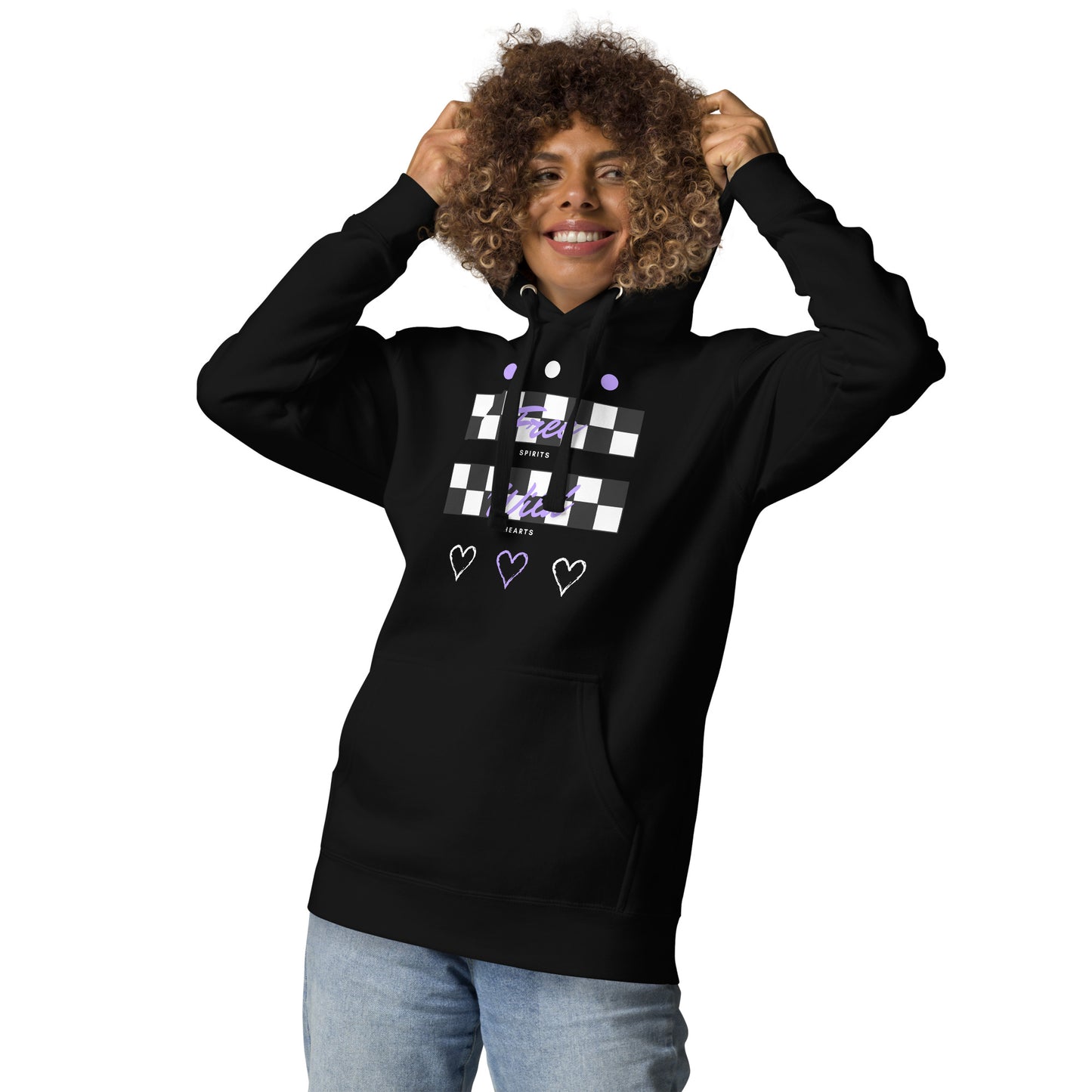 Freeborne Hoodie - Left Placement image 1: Black version, size S with front view of the Free Spirits range.