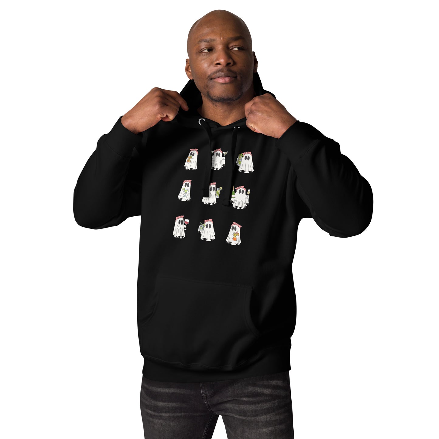Little Haunts Hoodie - Left Placement image 3 in Black, size L, showing front view for the Ghosties 1 design.