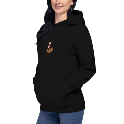 Grace Mark Hoodie - Left Placement by R.A. Apparel, image 6, front view, left-side angle, Black, size 3XL, left placement.