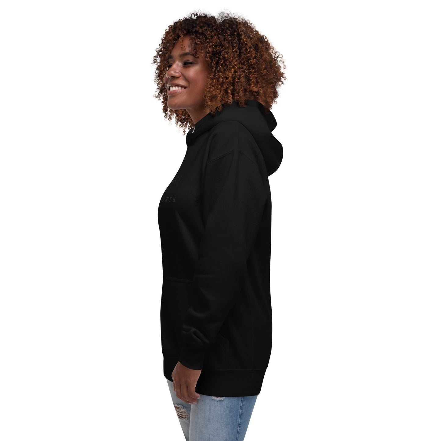 Growthline Hoodie - Left Placement product image 7 in Navy Blazer, size L, with front view, left-side angle and left placement.