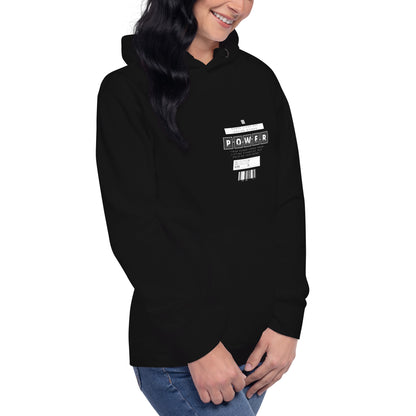 Image 20 of Charcoal Heather Impact Form Hoodie - Left Placement, size M, with Shape Lives artwork visible in front view, right-side angle.