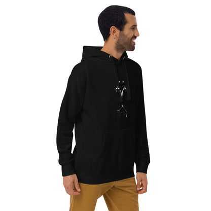 Marsborne Hoodie - Left Placement image 6: Black version, size 3XL with front view, right-side angle of the Aries range.