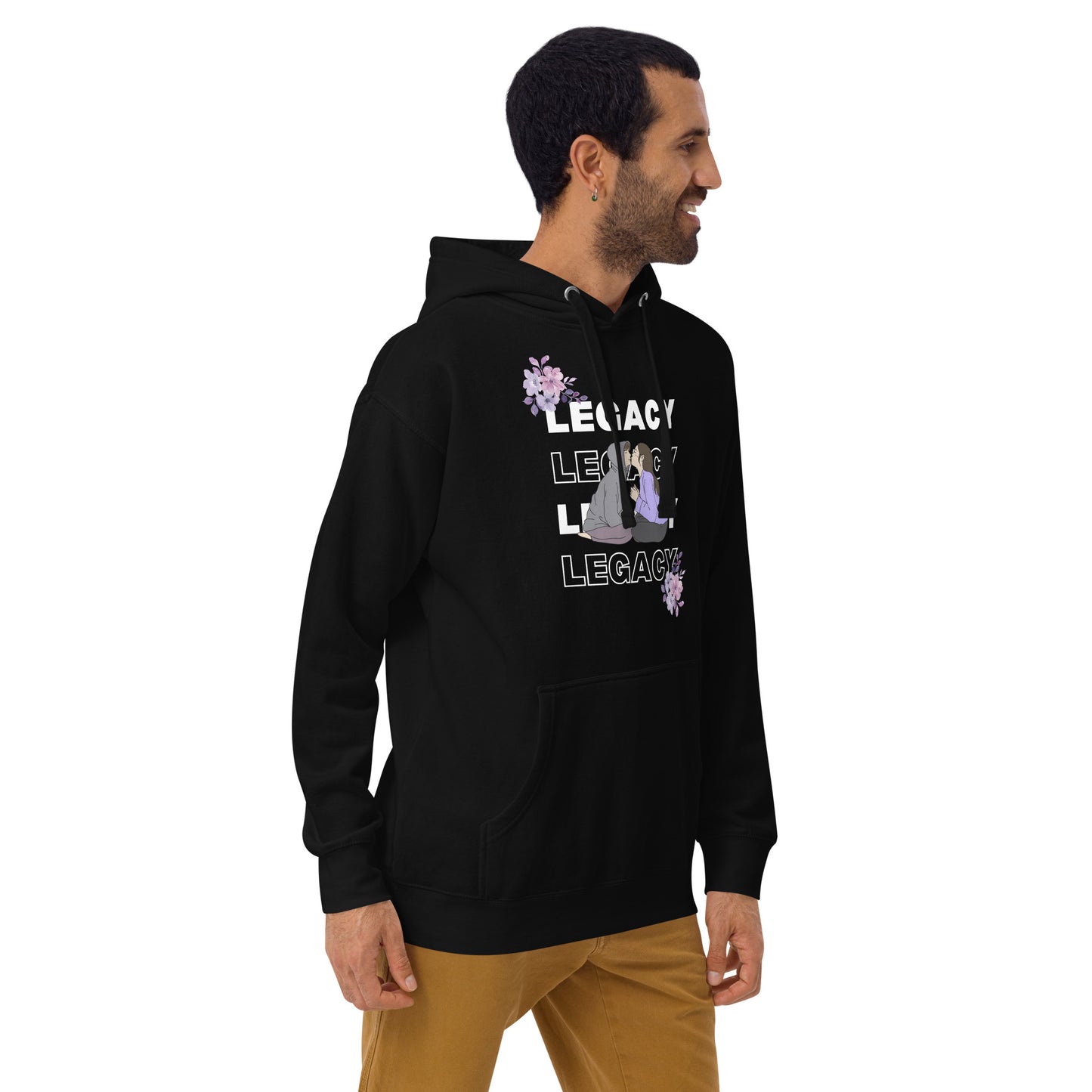 Heirloom Hoodie - Left Placement image 6 in Navy Blazer, size M, showing front view, right-side angle for the Legacy design.