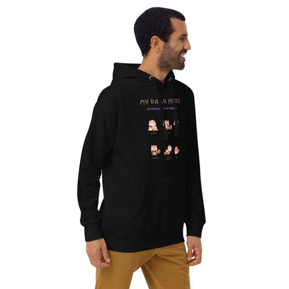 Mood Diary Hoodie - Left Placement image 8: Navy Blazer version, size XL with front view, right-side angle of the My Daily Moods range.