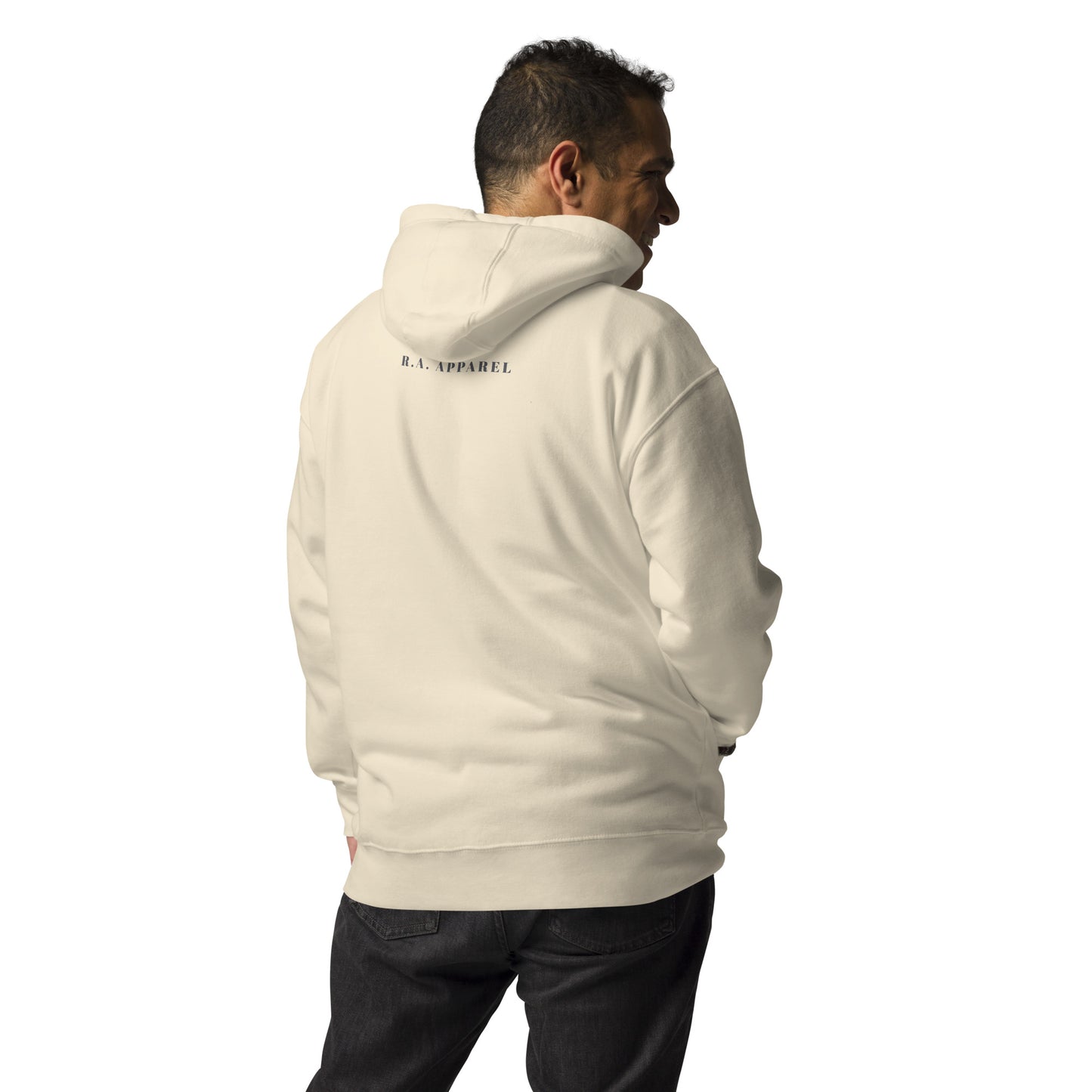 Saiko Hoodie - Left Placement image 28: Vintage Black version, size XL with back view of the Saiko range.