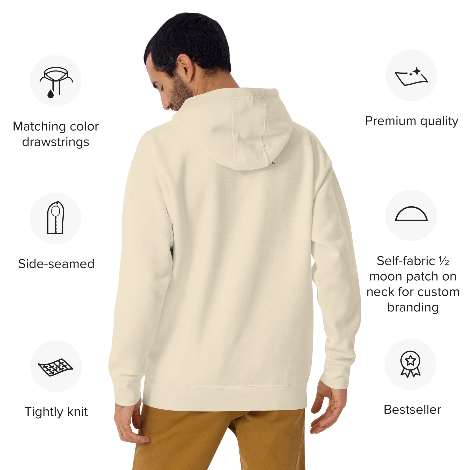 After Five Hoodie - Left Placement image 20: selected colour version with back view of the 5 O'Clock range.