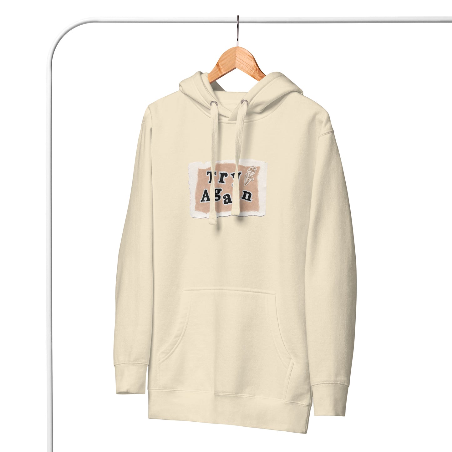 Retry Hoodie - Left Placement image 27 in Vintage Black, size L, showing front view for the Try Again design.