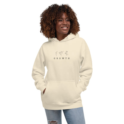 Growthline Hoodie - Left Placement image 57 in White, size S, showing front view for the Growth design.