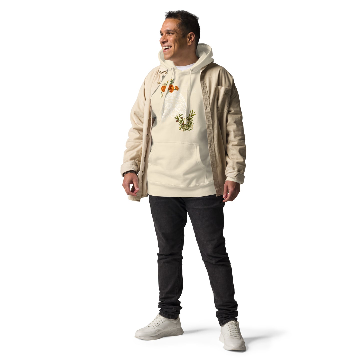 Innerline Hoodie - Left Placement by R.A. Apparel, image 21, front view, Charcoal Heather, size L, left placement.