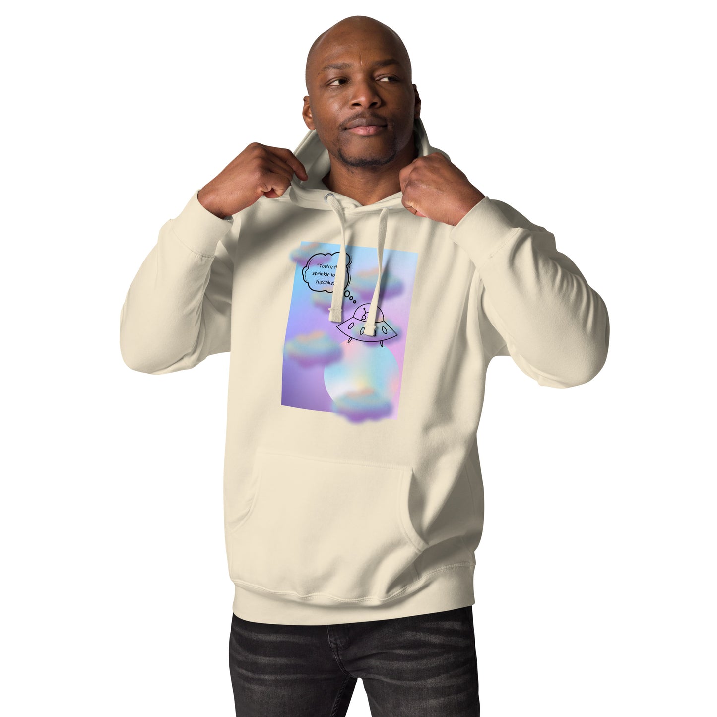 Sprinkle Theory Hoodie - Left Placement by R.A. Apparel, image 29, front view, Vintage Black, size 2XL, left placement.