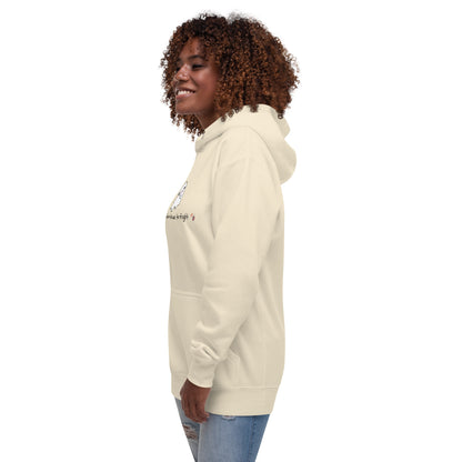Image 51 of Sky Blue Boo Luxe Hoodie - Left Placement, size S, with Fa Boo Lous artwork visible in front view, left-side angle.
