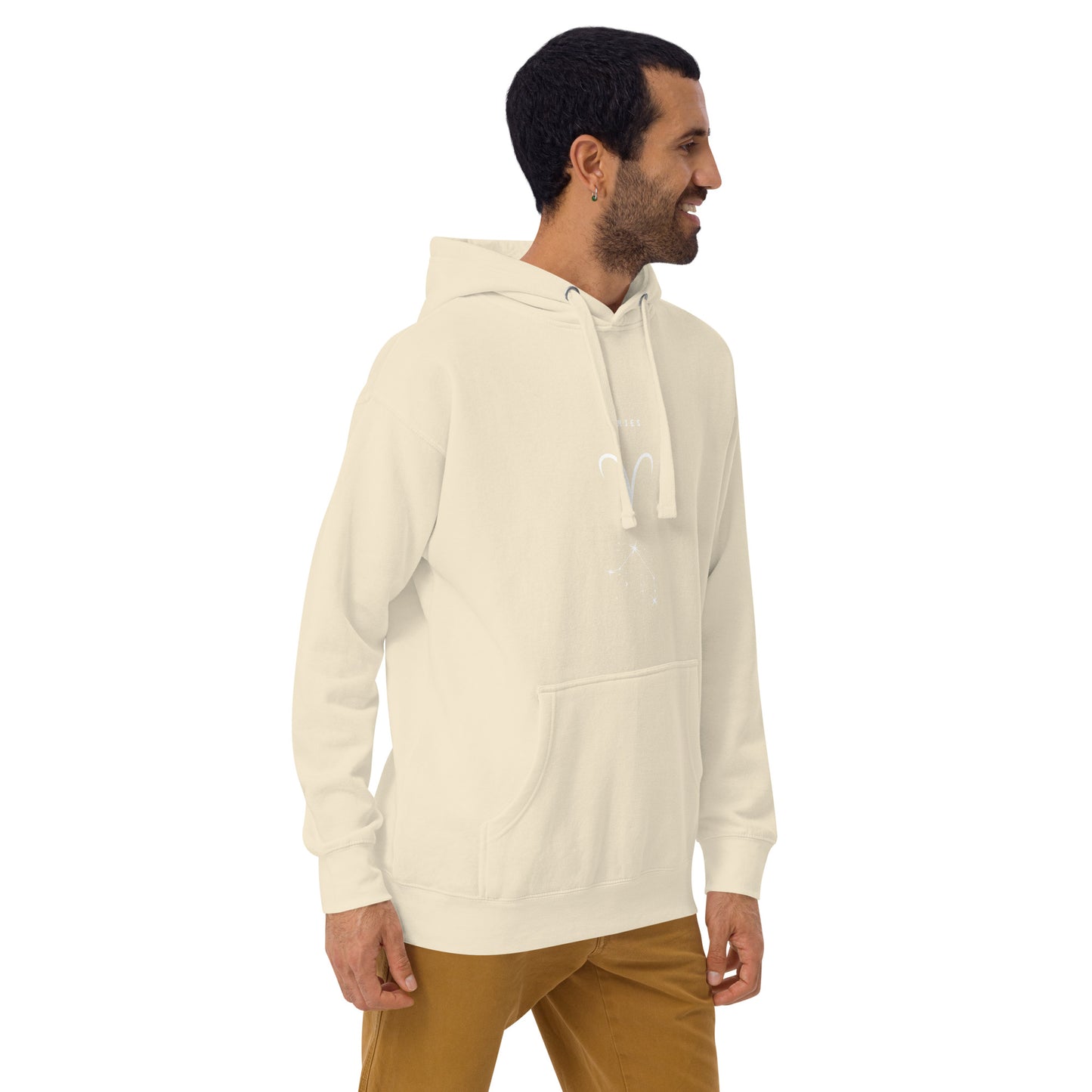 Marsborne Hoodie - Left Placement image 44 in Forest Green, size M, showing front view, right-side angle for the Aries design.