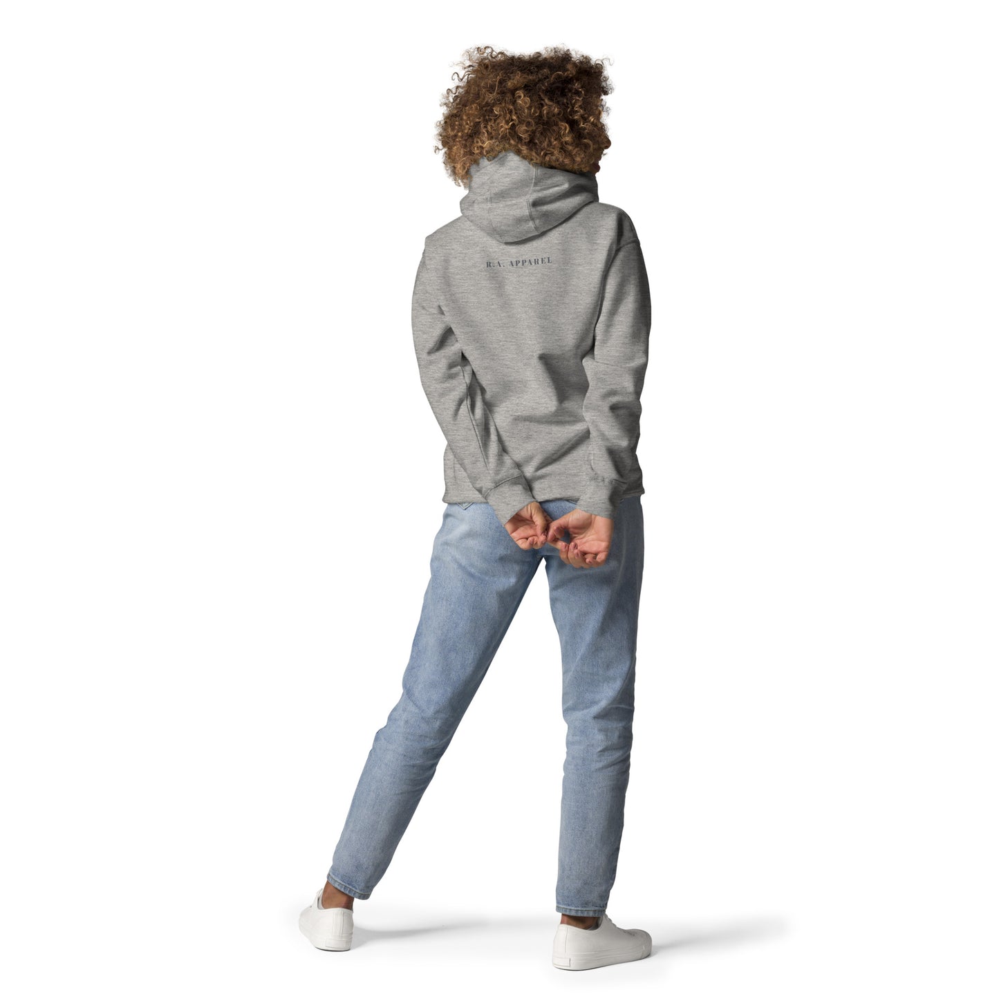 Northern Run Hoodie - Left Placement image 3 in Navy Blazer, size L, showing back view for the Reindeer design.