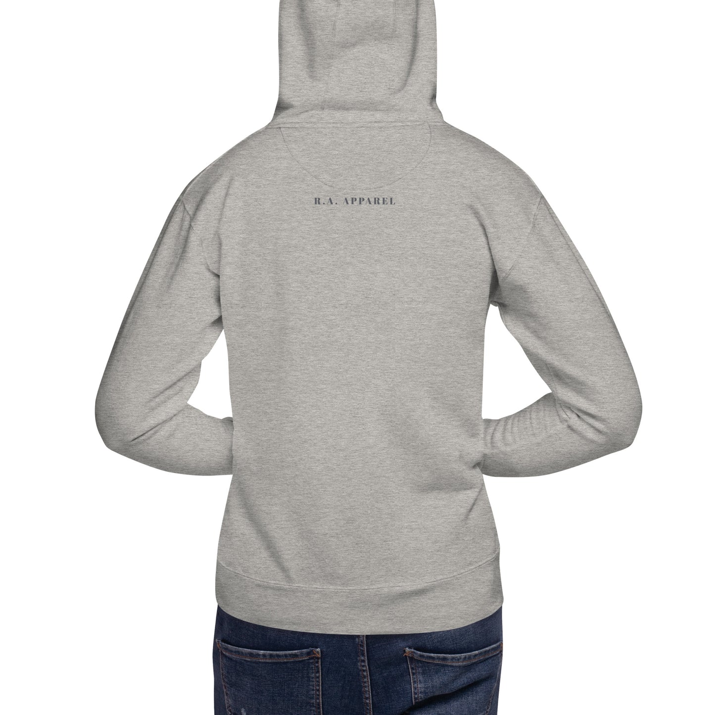 Fortitude Hoodie - Left Placement product image 4 in Navy Blazer, size XL, with back view and left placement.