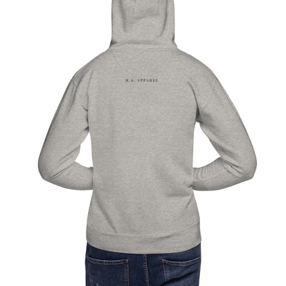 Fortitude Hoodie - Left Placement product image 4 in Navy Blazer, size XL, with back view and left placement.