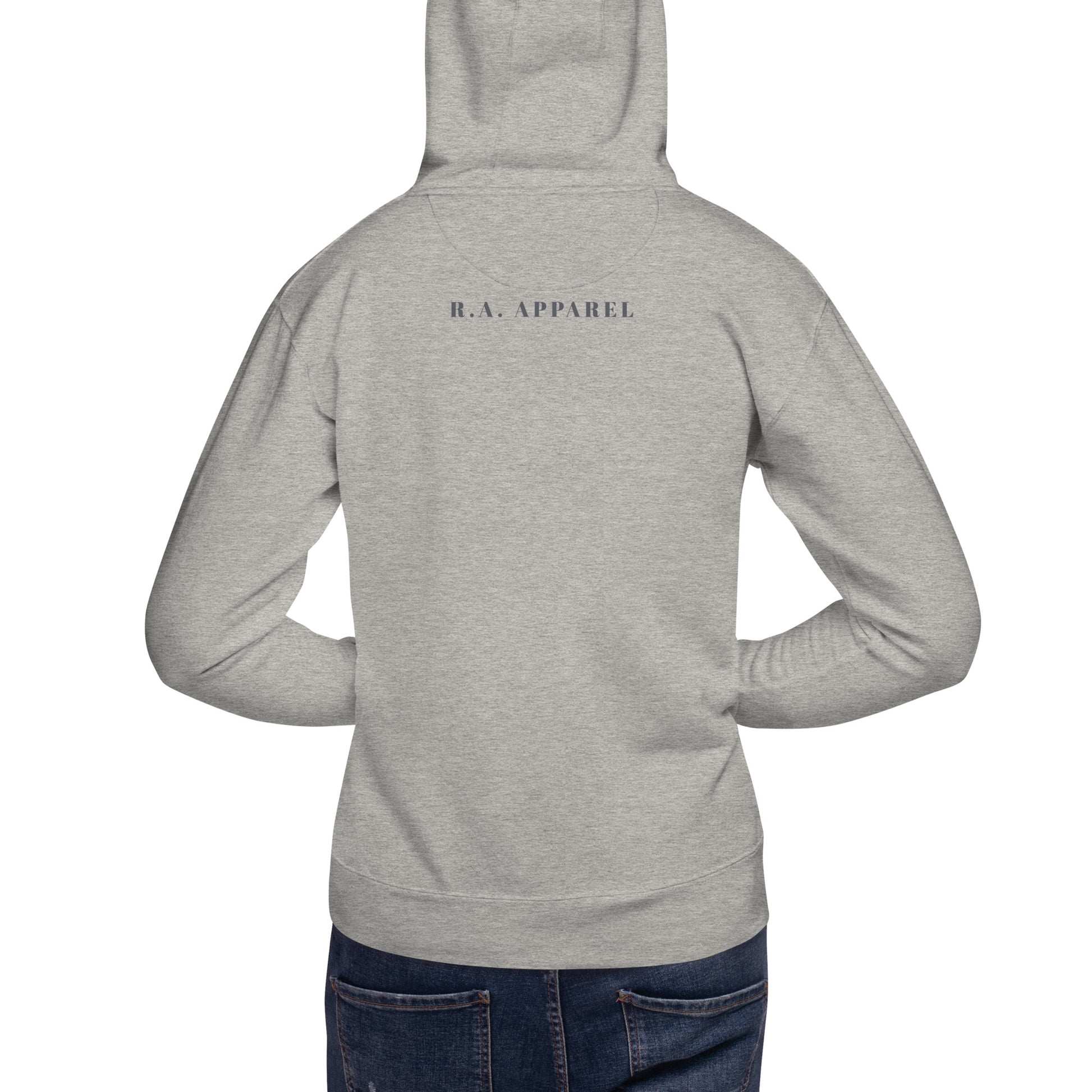 Limitless Hoodie - Left Placement by R.A. Apparel, image 4, back view, Black, size XL, left placement.