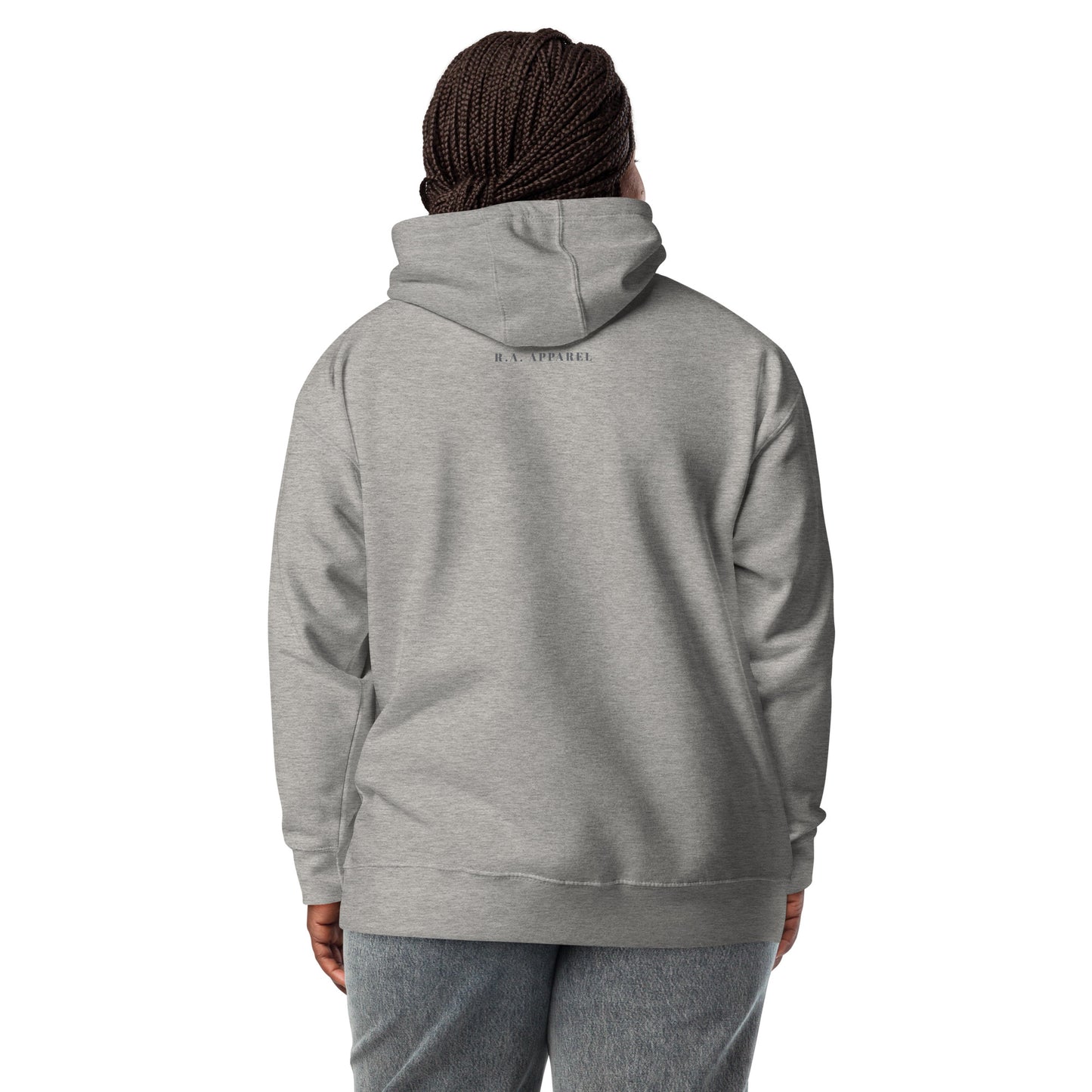 Human Form Hoodie - Left Placement by R.A. Apparel, image 4, back view, Black, size XL, left placement.