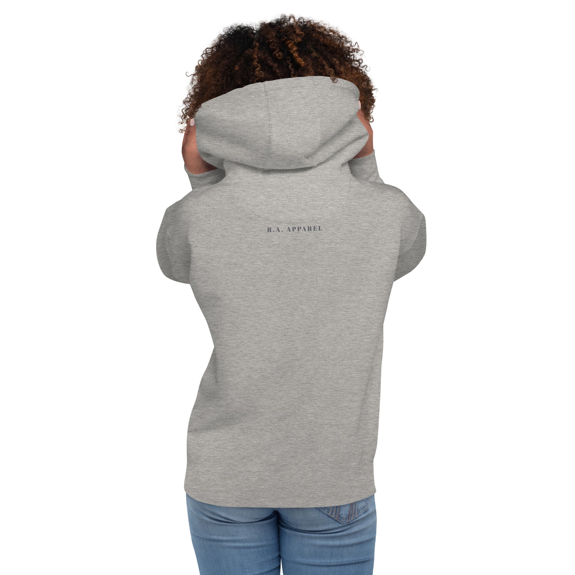 Boo Luxe Hoodie - Left Placement image 6: Charcoal Heather version, size S with back view of the Fa Boo Lous range.