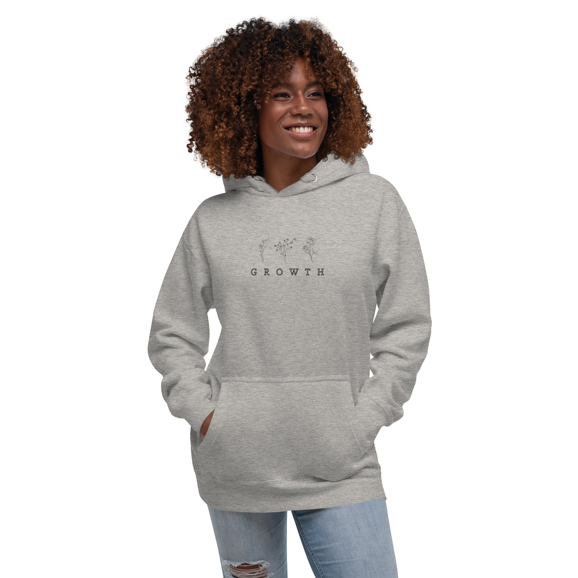 Growthline Hoodie - Left Placement product image 9 in Maroon, size S, with front view and left placement.