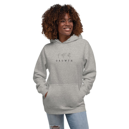 Growthline Hoodie - Left Placement product image 9 in Maroon, size S, with front view and left placement.