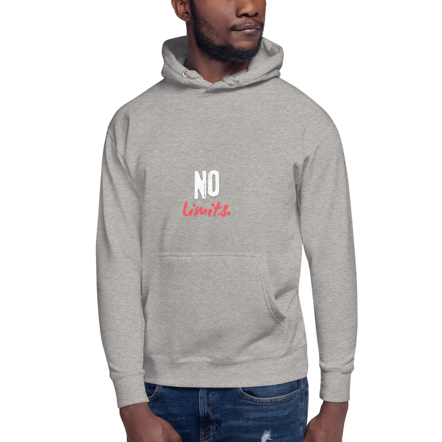 Image 3 of Black Limitless Hoodie - Left Placement, size L, with No Limits artwork visible in front view.