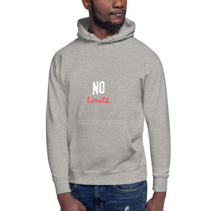 Image 3 of Black Limitless Hoodie - Left Placement, size L, with No Limits artwork visible in front view.