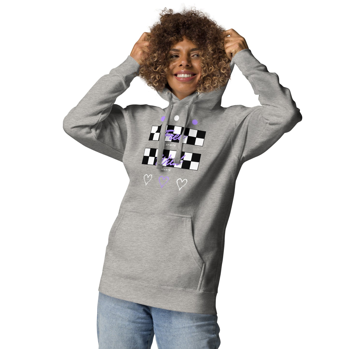 Freeborne Hoodie - Left Placement image 4 in Black, size XL, showing front view for the Free Spirits design.