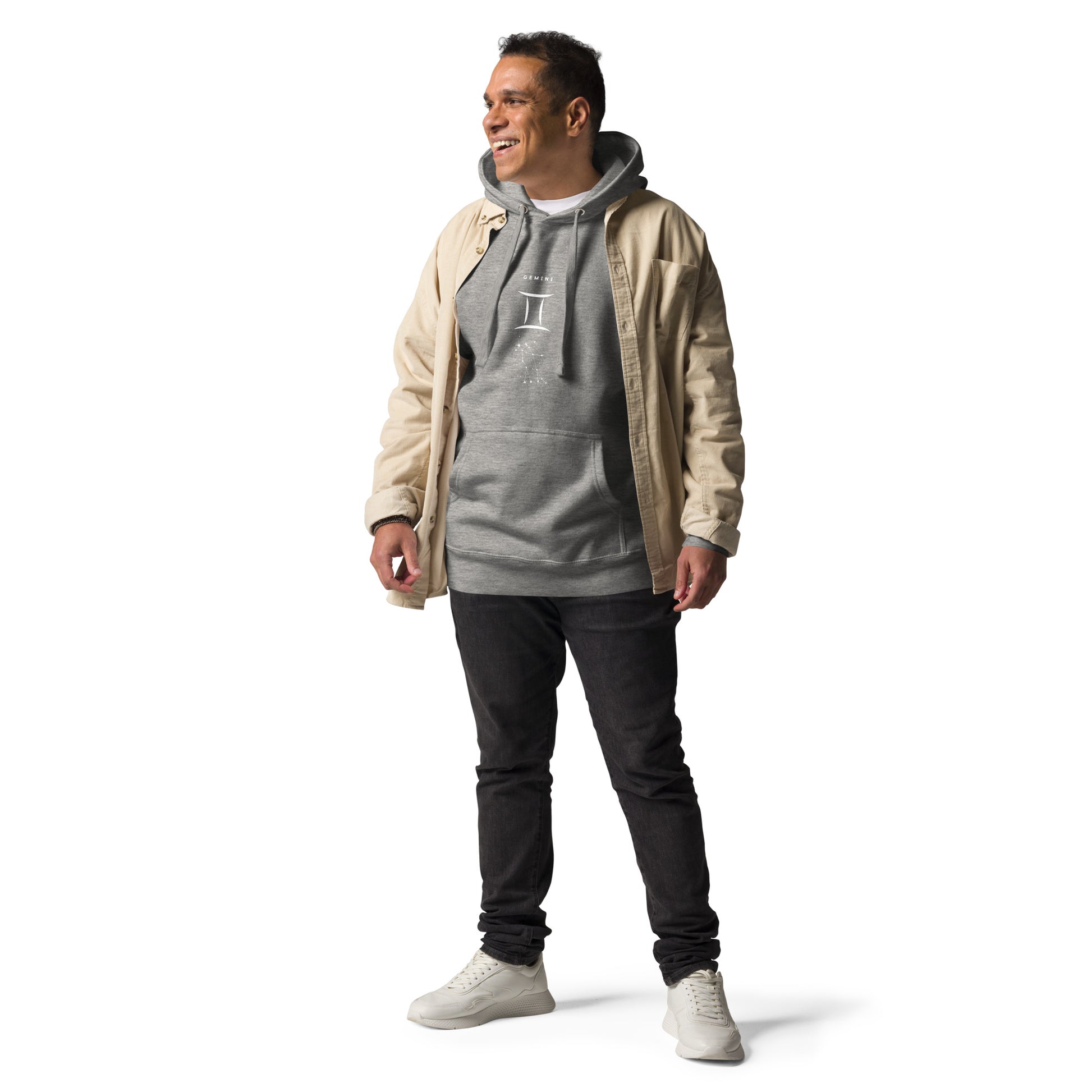 Twin Signal Hoodie - Left Placement image 33 in Military Green, size S, showing front view for the Gemini design.