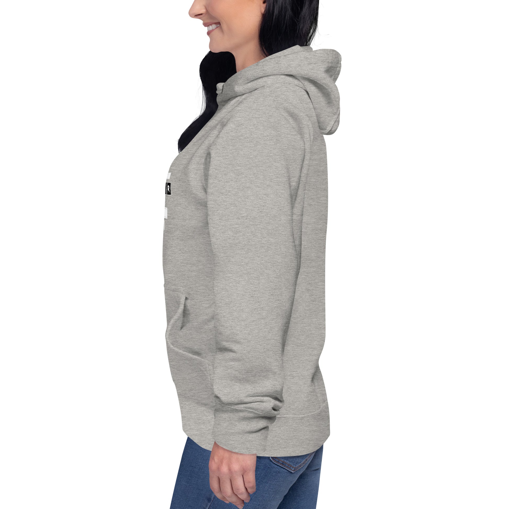 Impact Form Hoodie - Left Placement by R.A. Apparel, image 23, left-side angle, Charcoal Heather, size 2XL, left placement.