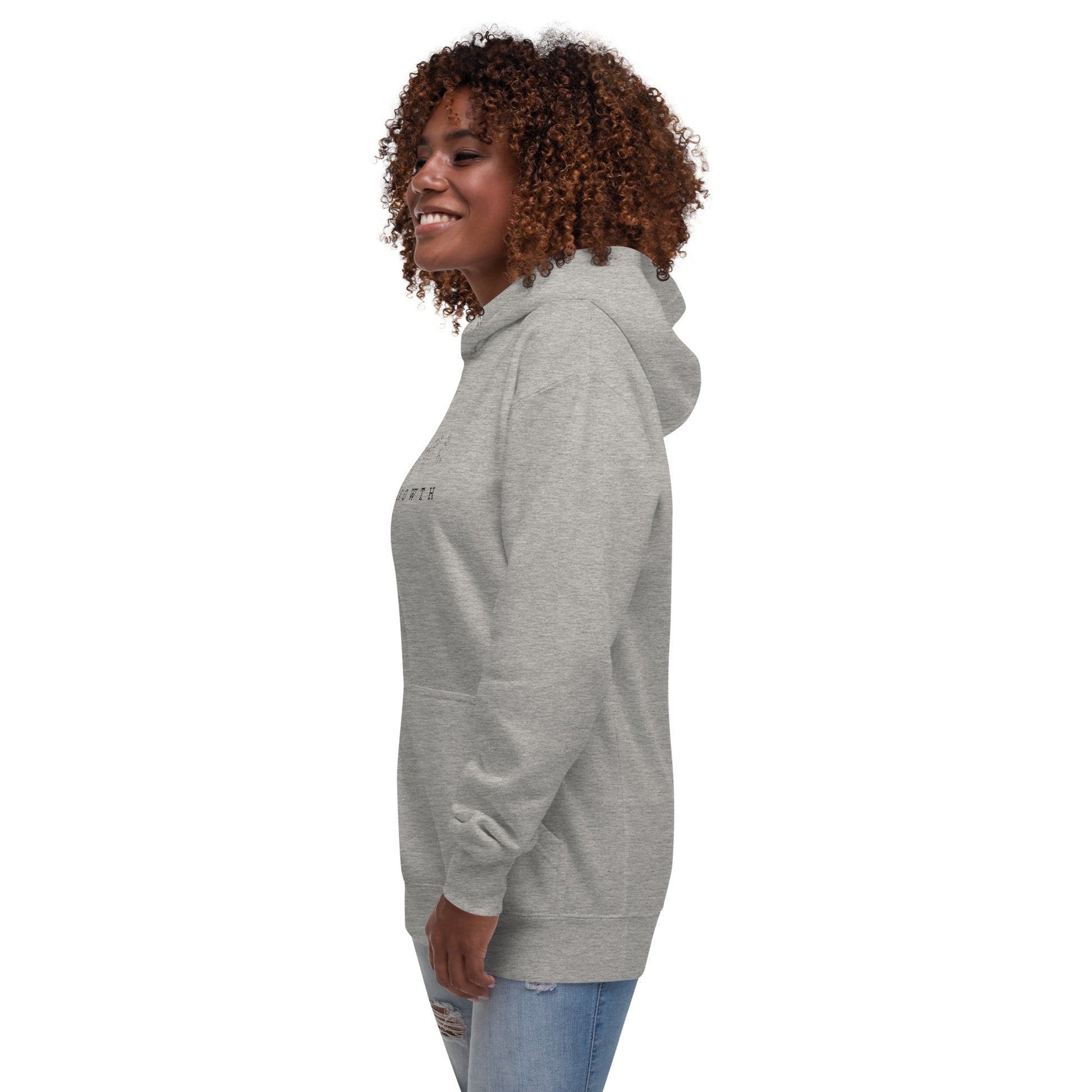 Growthline Hoodie - Left Placement by R.A. Apparel, image 11, front view, left-side angle, Maroon, size L, left placement.