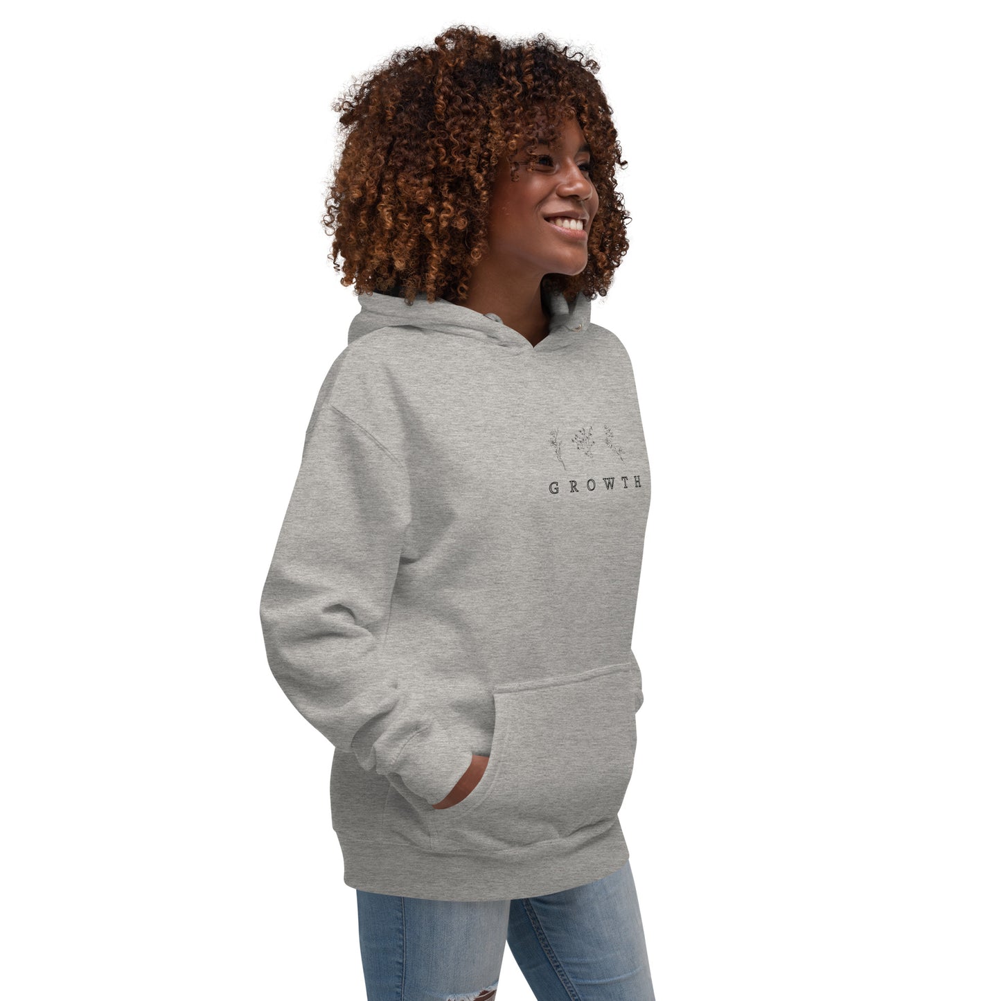 Growthline Hoodie - Left Placement by R.A. Apparel, image 12, front view, right-side angle, Maroon, size XL, left placement.