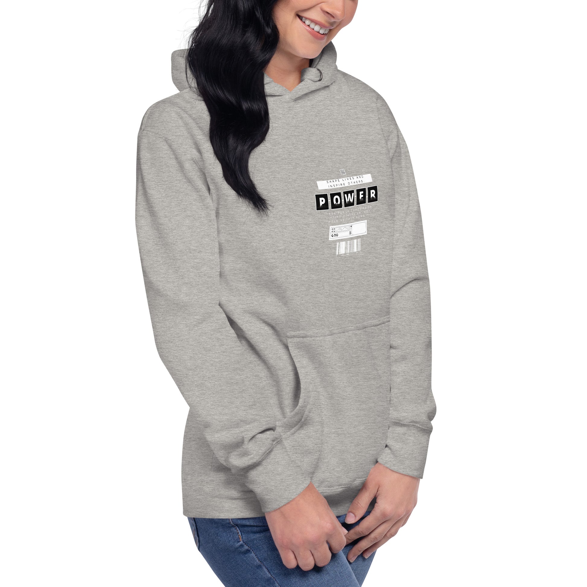 Impact Form Hoodie - Left Placement product image 26 in Vintage Black, size M, with front view, right-side angle and left placement.