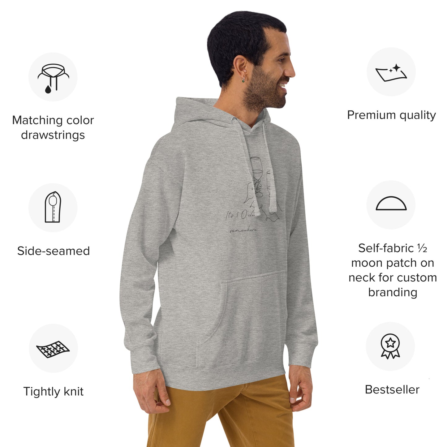 After Five Hoodie - Left Placement image 2 in Team Royal, showing front view, right-side angle for the 5 O'Clock design.
