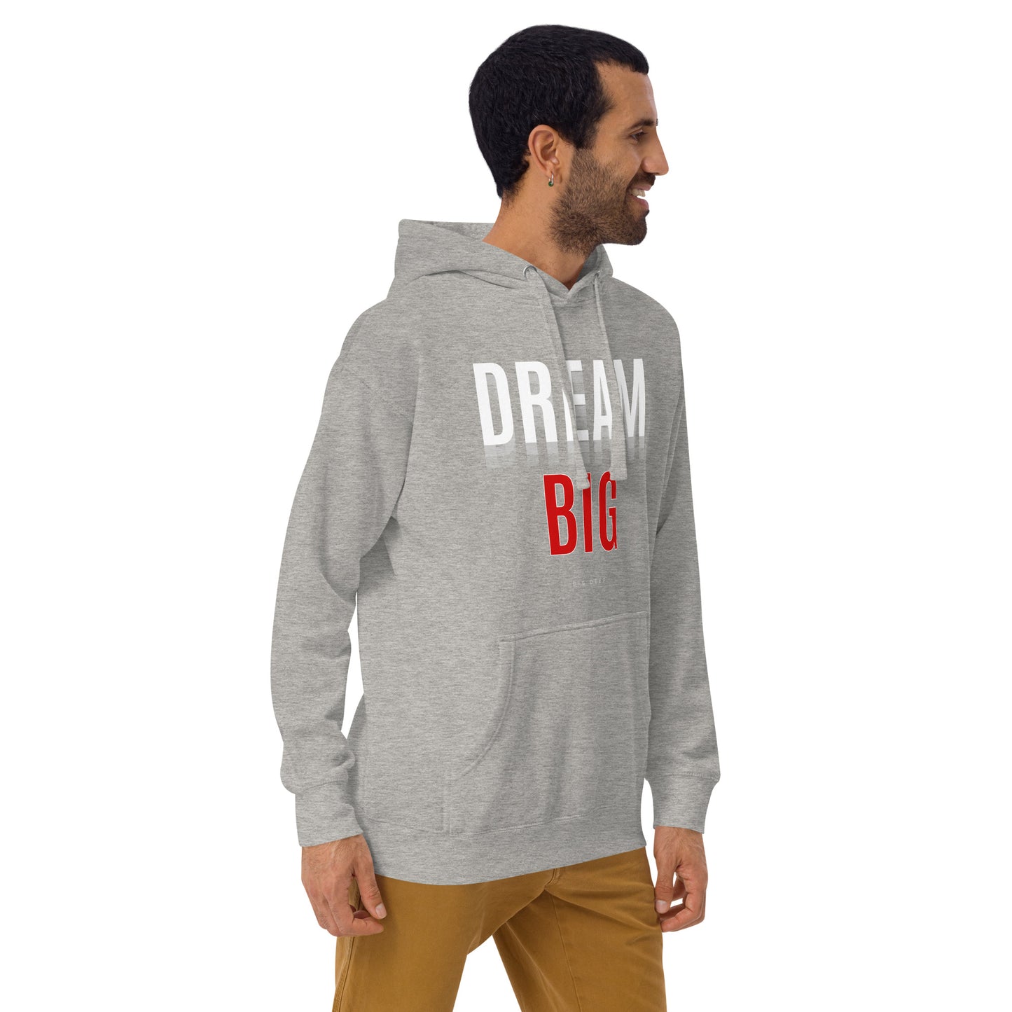 Image 8 of Navy Blazer Skyline Dream Hoodie - Left Placement, size L, with Dream Big artwork visible in front view, right-side angle.