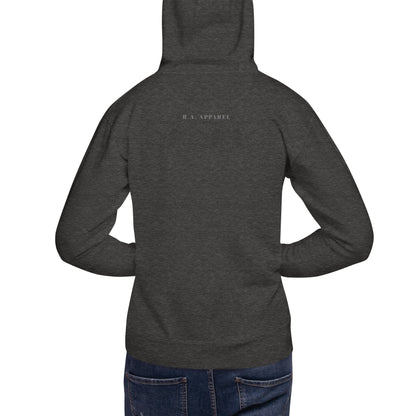 Image 6 of Navy Blazer Fortitude Hoodie - Left Placement, size 3XL, with Soldier On artwork visible in back view.