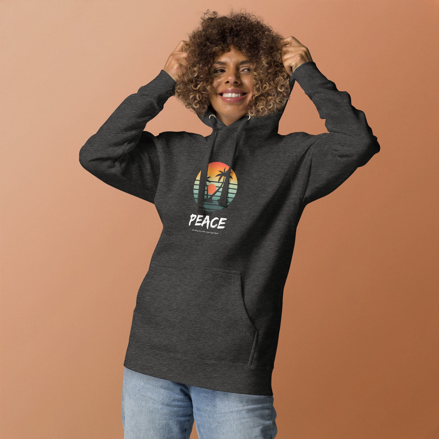 Quiet Peace Hoodie - Left Placement product image 5 in Black, size 2XL, with front view and left placement.